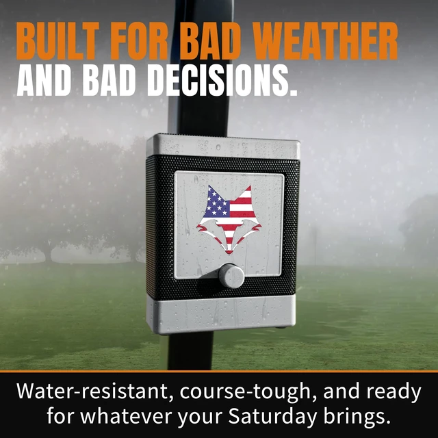 Alt view image 6 of 7 - DJ-10 Golf Cart Bluetooth Speaker Wireless Magnetic Golf Speaker with Secure Mount Loud, Weatherproof Sound with Retro Volume Knob & Built-in Charging (Gray w/US Flag)