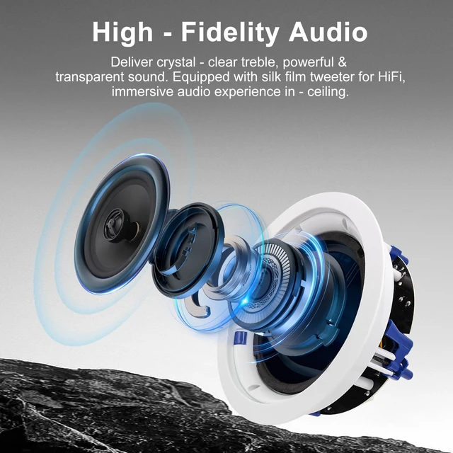 Alt view image 3 of 7 - 5.25 Inch Bluetooth Ceiling Speakers,300 Watt Max Power Output for Indoor Kichten,Living Room,Study Room,Basement and Covered Patio