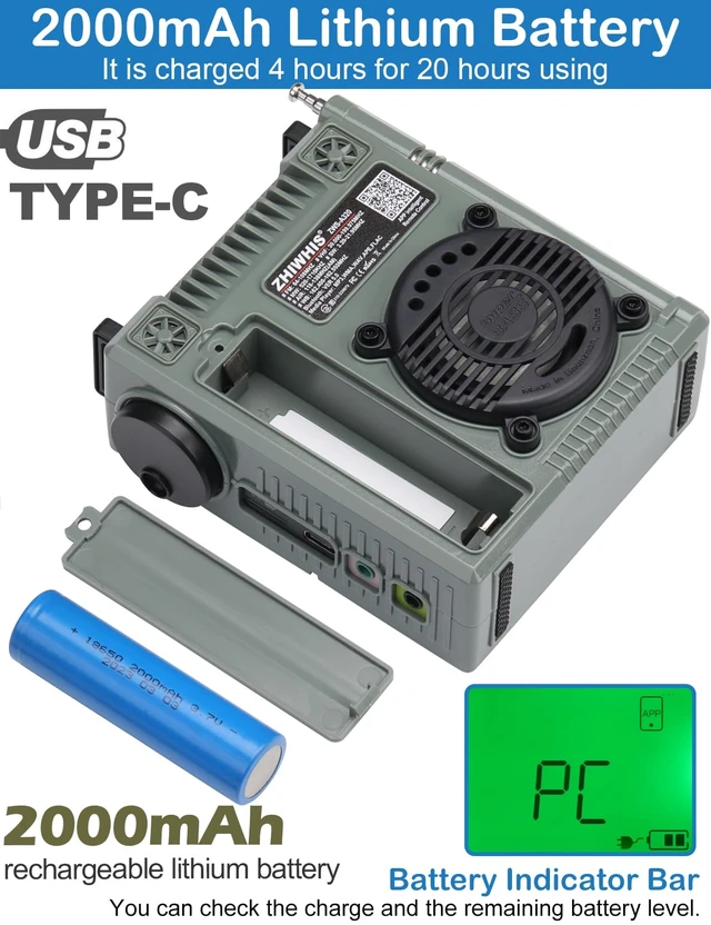 Alt view image 7 of 7 - Shortwave Radio with Bluetooth and APP Control, AIR AM FM VHF SW WB Portable Receiver, Super Bass/5 Types of Light Effects/6 EQ/Recording Rechargeable Stereo Emergency Radios Player ZWS-A320
