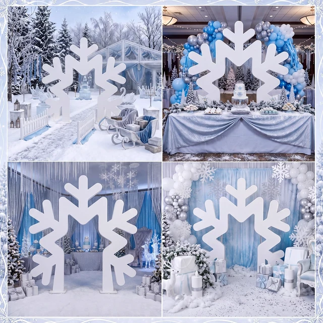 Alt view image 6 of 6 - Snowflake Archway Decoration 6.7 ft Christmas Winter Ourdoor Decor 3D Snowflake Arch Party Decoration, Winter Wonderland Photo Prop Stand-up, Xmas Snow Princess Birthday Party Decorations