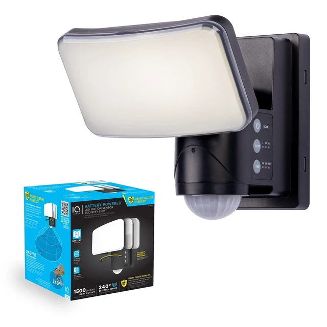 Alt view image 2 of 7 - Dynamic Tracking Battery Powered Motion Security Light, 1500 Lumens LED, 240° Sensor, Black, 50 ft Range