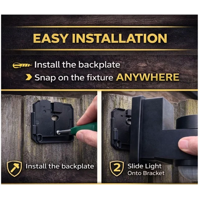 Alt view image 6 of 7 - Dynamic Tracking Battery Powered Motion Security Light, 1500 Lumens LED, 240° Sensor, Black, 50 ft Range