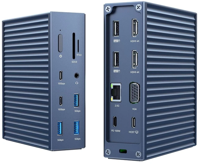 Main image of USB C Docking Station Dual Monitor, 16-in-1 Laptpop Docking Station with 2* HDMI,VGA,2.5G Ethernet,SD/TF,10Gbps USB-C 3.1,3.5mm Audio,PD100W,USBC Hub for Dell/Lenovo/HP/ThinkPad (Gray)