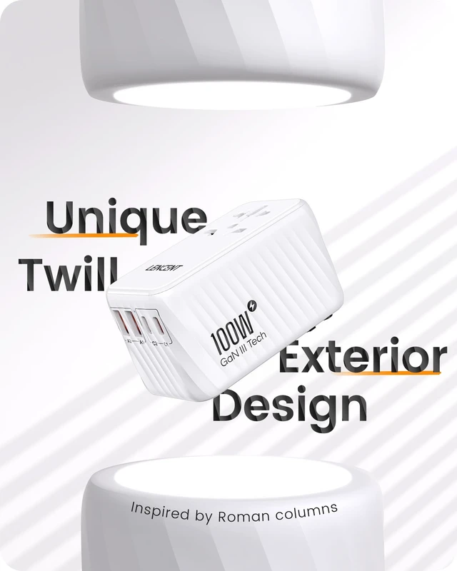 Alt view image 4 of 7 - Universal Travel Adapter, 100W GaN International Fast Charger with 2 PD3.0 Type C+2 USB A, Worldwide Power Adaptor for Phones,Laptops, All in One Travel Essentials for EU/USA/UK/AU, White