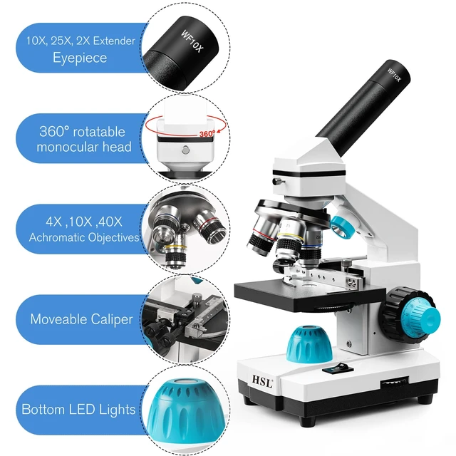 Alt view image 2 of 7 - 40X-2000X Monocular Compound Microscope Kit for Students Adults,Dual LED Powerful Biological Microscopes Set for Laboratory School Education Science Beginner 1000x 2000x