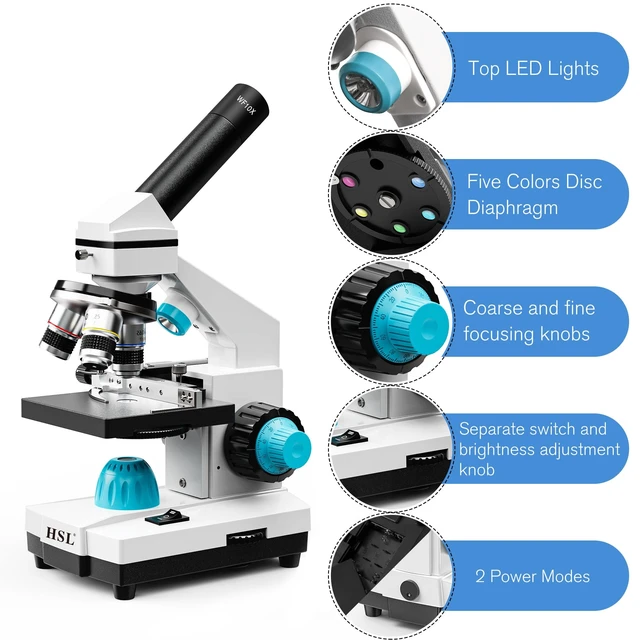 Alt view image 3 of 7 - 40X-2000X Monocular Compound Microscope Kit for Students Adults,Dual LED Powerful Biological Microscopes Set for Laboratory School Education Science Beginner 1000x 2000x