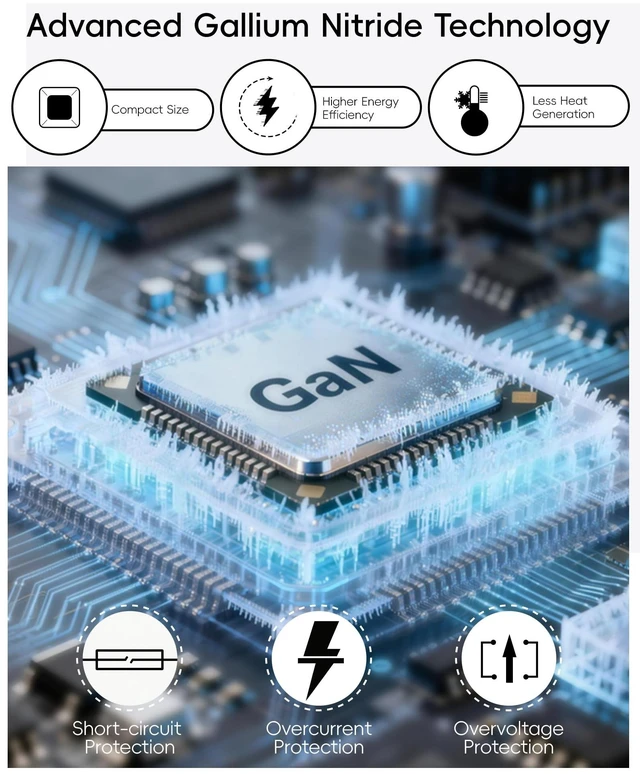 Alt view image 7 of 7 - 140W GaN USB C Charger Block with Smart Display,PD3.1 Fast Laptop Charger 4-Port,Foldable Plug,Touch Controls for MacBook Pro/Air, iPad, iPhone 17/16/15, USB-C Charging Cable Included