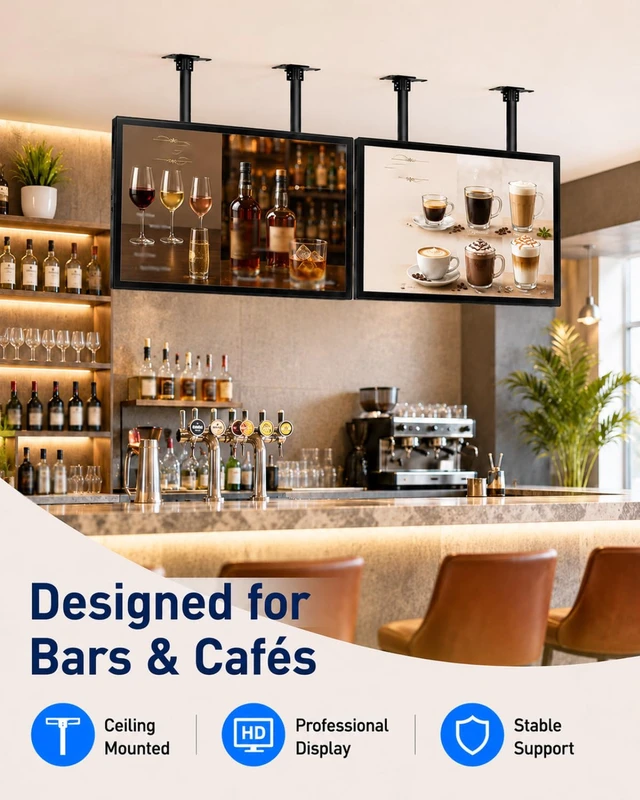 Alt view image 4 of 7 - Ceiling tv Mount for 55-86 inch Flat Screen Displays, Height Adjustable,Tilt Ceiling Mount TV Bracket, Hanging tv Mount Holds up to 154lbs, Max VESA 900x600mm (Single Screen)