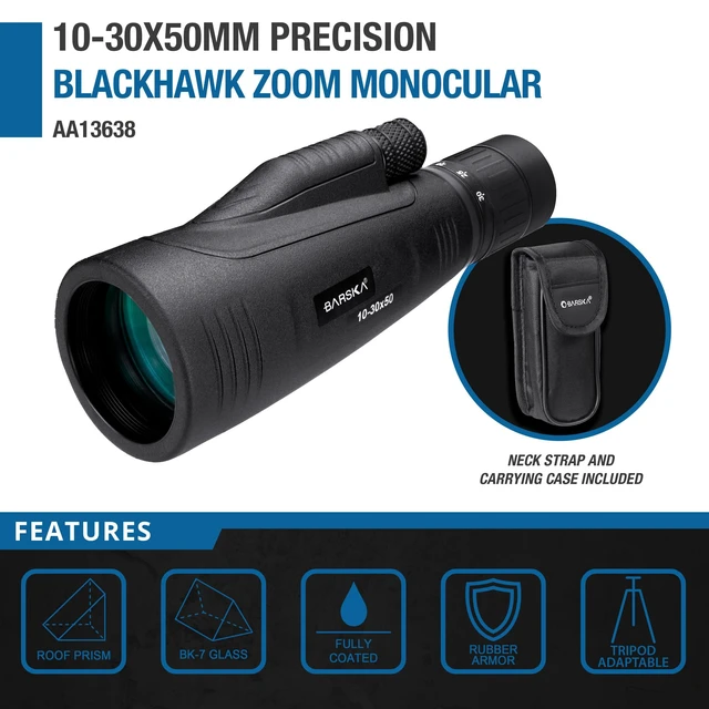 Alt view image 2 of 7 - 10-30x50mm Blackhawk Precision Zoom Monocular for Bird Watching, Travel, Hunting, Boating, and Camping