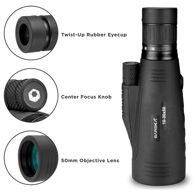 Alt view image 3 of 7 - 10-30x50mm Blackhawk Precision Zoom Monocular for Bird Watching, Travel, Hunting, Boating, and Camping