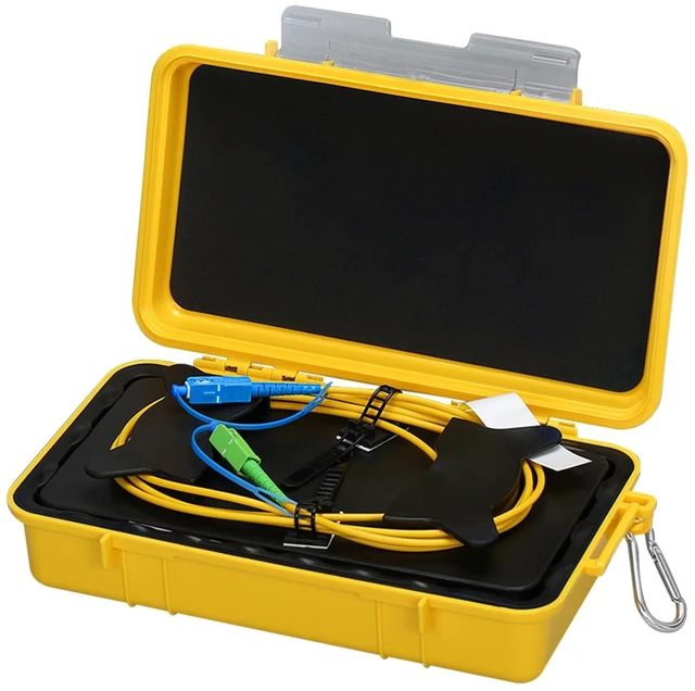 Main image of 2000m SC/UPC-SC/APC OTDR Launch Cable Box SM 9/125, dead zone eliminator for OTDR testing, 0.5dB/km loss, rugged waterproof case, SC/UPC to SC/APC