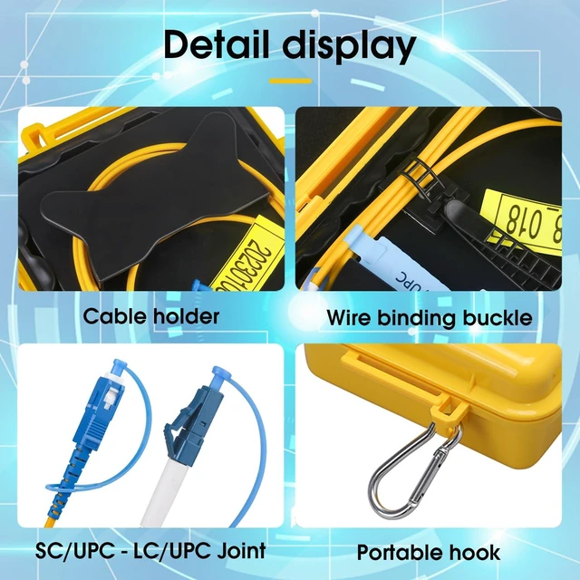 Alt view image 4 of 5 - 1000m SC/UPC-LC/UPC OTDR Launch Cable Box SM 9/125, dead zone eliminator for OTDR testing, 0.5dB/km loss, rugged waterproof case, SC/UPC to LC/UPC