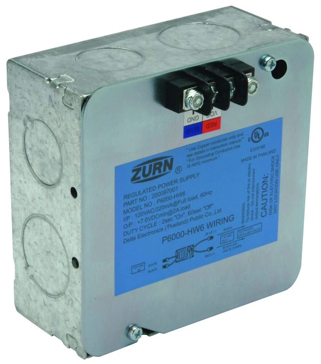 Alt view image 5 of 7 - P6000-HW6 7.6VDC Hardwired Power Converter for 6VDC Flush Valves and Faucets, Steel