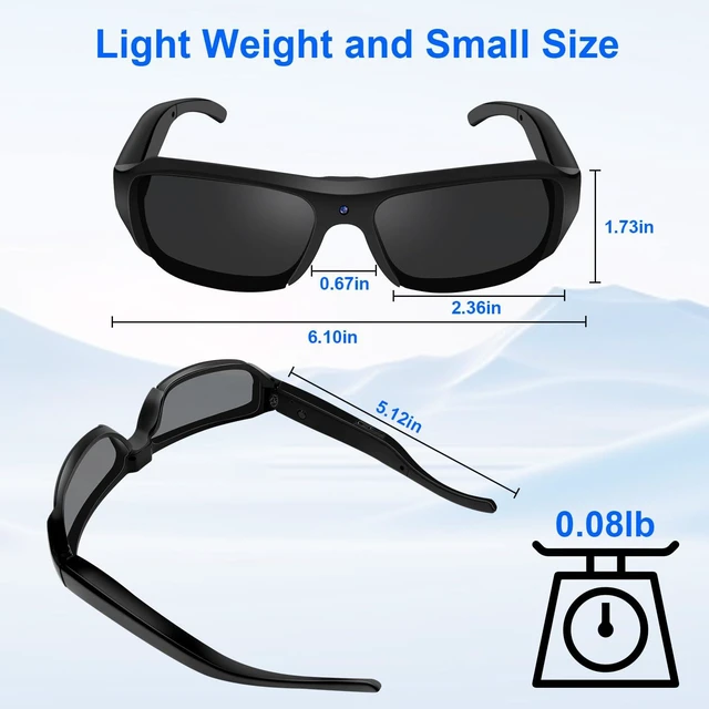 Alt view image 7 of 7 - Camera Sunglasses Smart Action Glasses 1080P Video Camera Glasses UV Protection Polarized Lens Support Photos/Videos Recording with 32GB Micro SD Card and Card Reader for Outdoor Activities