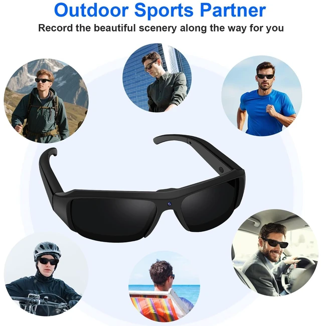 Alt view image 6 of 7 - Camera Sunglasses Smart Action Glasses 1080P Video Camera Glasses UV Protection Polarized Lens Support Photos/Videos Recording with 32GB Micro SD Card and Card Reader for Outdoor Activities