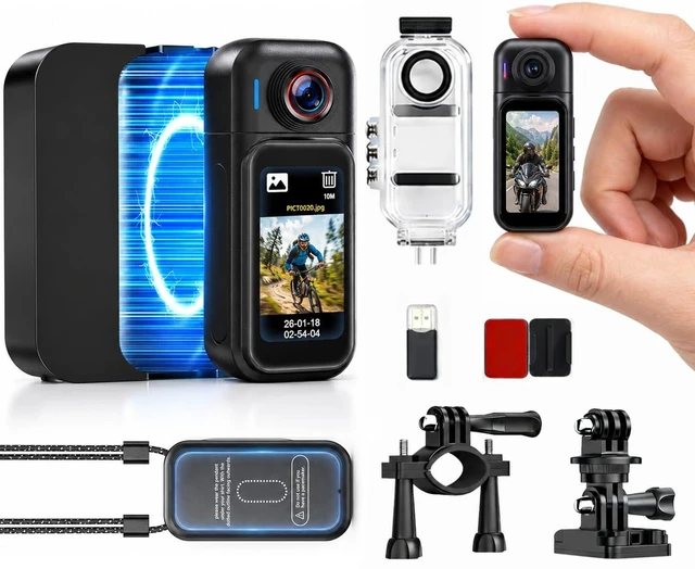 Main image of Mini Wearable Body Camera 1080P, Bike Mount Kit, Magnetic Clip Mini POV Camera with 150° Wide Angle, Clip-On Design, App Preview, Portable Body Cam for Travel, Pets & Daily Recording