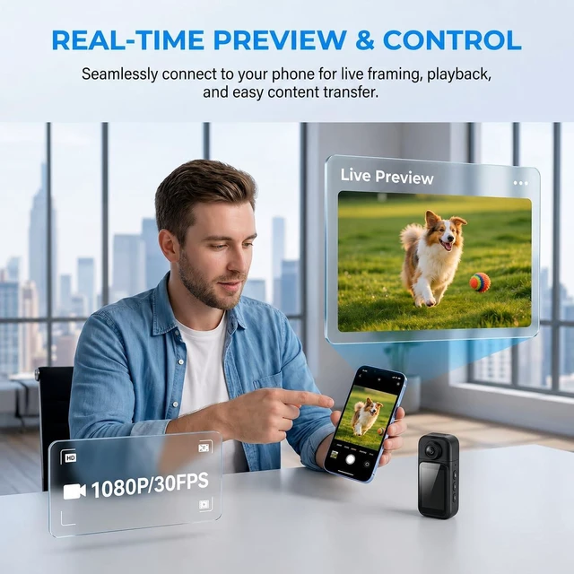 Alt view image 7 of 7 - Mini Wearable Body Camera 1080P, Bike Mount Kit, Magnetic Clip Mini POV Camera with 150° Wide Angle, Clip-On Design, App Preview, Portable Body Cam for Travel, Pets & Daily Recording