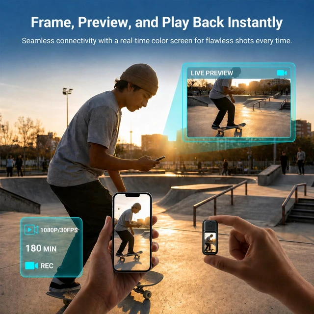 Alt view image 6 of 7 - Mini Wearable Body Camera 1080P, Bike Mount Kit, Magnetic Clip Mini POV Camera with 150° Wide Angle, Clip-On Design, App Preview, Portable Body Cam for Travel, Pets & Daily Recording