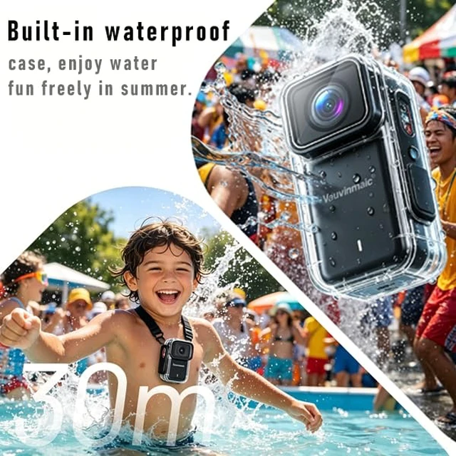 Alt view image 4 of 5 - 4K Mini Action Camera,4K60FPS 20MP WiFi Action Camera with EIS Ultra HD 130FT Waterproof Underwater Camera Remote Control(Black, 64, GB)