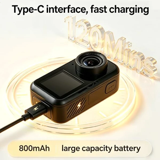 Alt view image 5 of 5 - 4K Mini Action Camera,4K60FPS 20MP WiFi Action Camera with EIS Ultra HD 130FT Waterproof Underwater Camera Remote Control(Black, 64, GB)