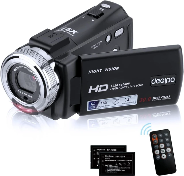 Alt view image 5 of 7 - Video Camera Camcorder, Full HD 1080P 30FPS IR Night Vision Vlogging Camera for YouTube Kids, 3.0 Inch LCD Screen 16X Zoom Digital Camera with 2 Batteries