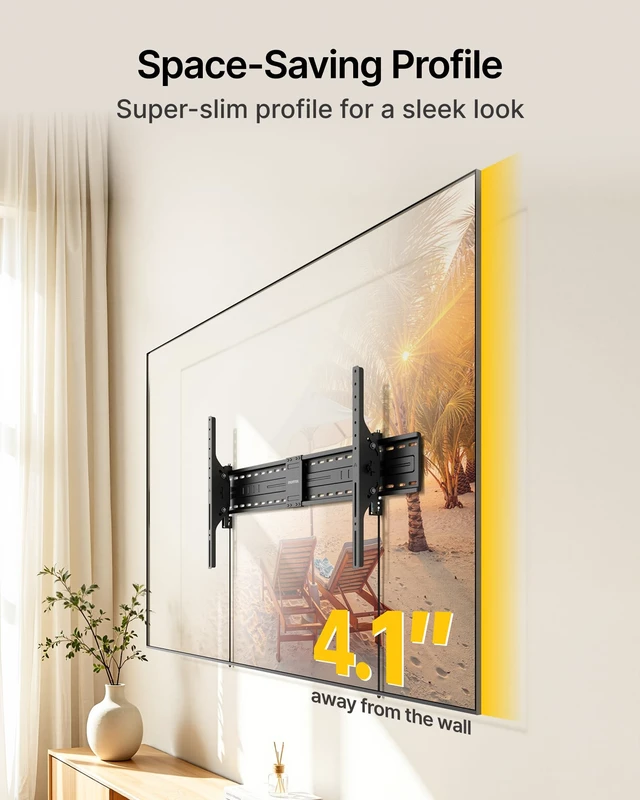 Alt view image 6 of 7 - Heavy Duty Tilting TV Wall Mount Bracket for 60-120" TVs, Max 330lbs Adjustable Low Profile Mount for Flat Curved Screen, Max VESA 1200x600, 4X Load Tested, Fits 16"/18"/24" Wood Studs