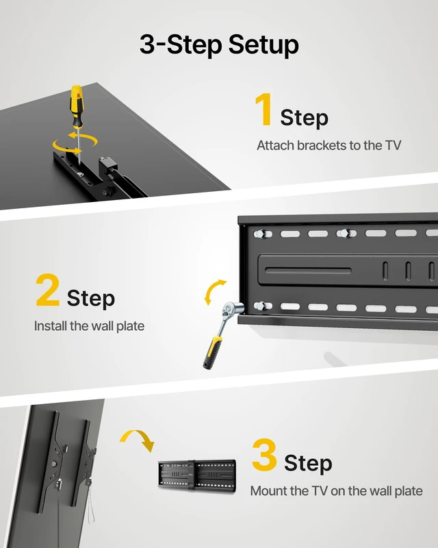 Alt view image 7 of 7 - Heavy Duty Tilting TV Wall Mount Bracket for 60-120" TVs, Max 330lbs Adjustable Low Profile Mount for Flat Curved Screen, Max VESA 1200x600, 4X Load Tested, Fits 16"/18"/24" Wood Studs