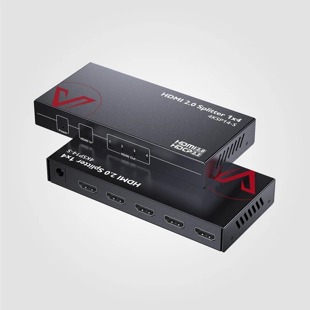 Main image of 4K@60Hz/1080p@120Hz HDMI 2.0 Splitter 1 in 4 Out, Auto Downscaler 4KSP14-S 18Gbps Zero Latency, HDR10 3D, Gaming Splitter, Duplicate/Mirror Screens, HDCP 2.2, for Xbox PS5