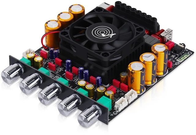 Main image of ZK-AS21P 2.1 Bluetooth Amplifier Board, Integrated Type Dual TPA3255 design with 300W x 2 stereo output, 600W subwoofer channel, AUX and USB inputs for DIY speakers