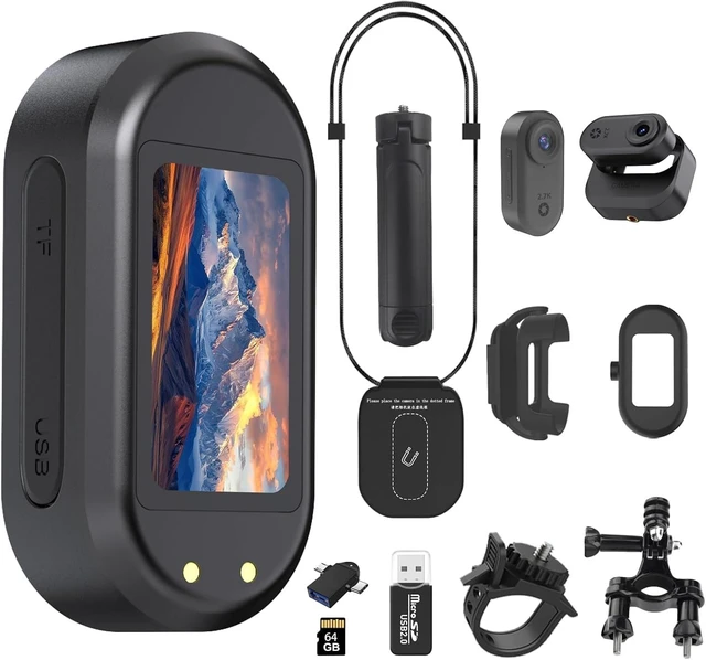 Main image of 64GB 2.7K Mini Body Camera, Thumb Size Wearable Action Cam with 120-Min Battery, Magnetic Lanyard, Charging Case and Loop Recording, Hands-Free POV Camera for Work, Travel, Cycling, Pet Walking
