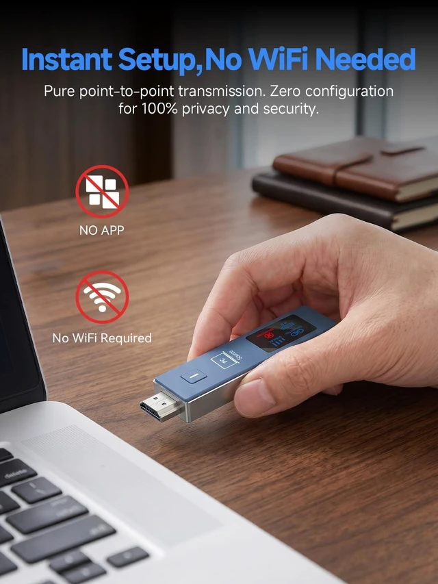 Alt view image 3 of 7 - Wireless HDMI Transmitter and Receiver, Plug & Play, 4K Decode, 5G Mini & Micro HDMI Adapters Included 5GHz Stable Zero-Lag Pocket-Size for Business Travel
