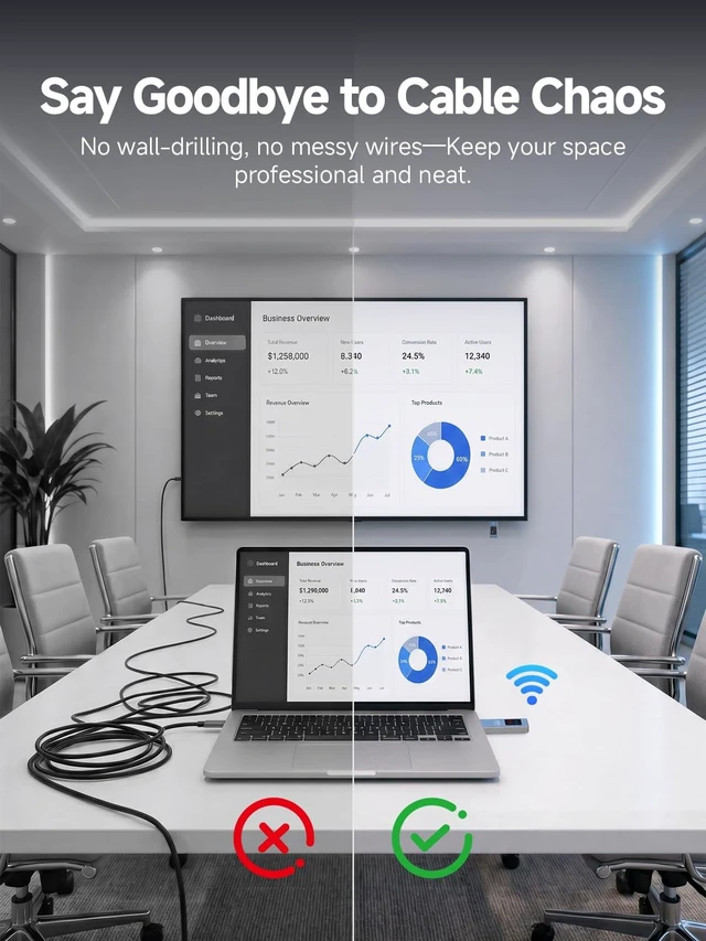 Alt view image 2 of 7 - Wireless HDMI Transmitter and Receiver, Plug & Play, 4K Decode, 5G Mini & Micro HDMI Adapters Included 5GHz Stable Zero-Lag Pocket-Size for Business Travel