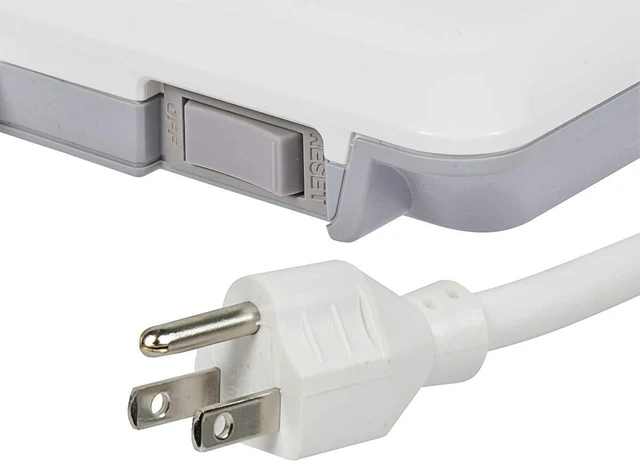Alt view image 6 of 6 - Power & Surge - 12 Outlet Surge Protector Power Strip with 2 Built In 2.1A USB Charger Ports - 6 Feet - White Cord UL Rated, 4, 230 Joules with Grounded and Protected Light Indicator