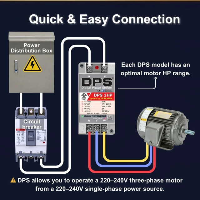 Alt view image 3 of 7 - American Digital Phase Converter 1HP, Single to 3 Phase, 3A 200-240V For 0.5HP(0.4kW) 1.5A Motor, Input/Output 200-240V, UL-Listed, 1 per 1 Motor Only, Easy Set Up, Digital Phase Shifter