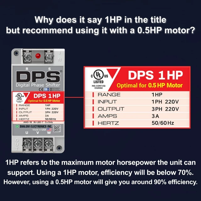 Alt view image 4 of 7 - American Digital Phase Converter 1HP, Single to 3 Phase, 3A 200-240V For 0.5HP(0.4kW) 1.5A Motor, Input/Output 200-240V, UL-Listed, 1 per 1 Motor Only, Easy Set Up, Digital Phase Shifter