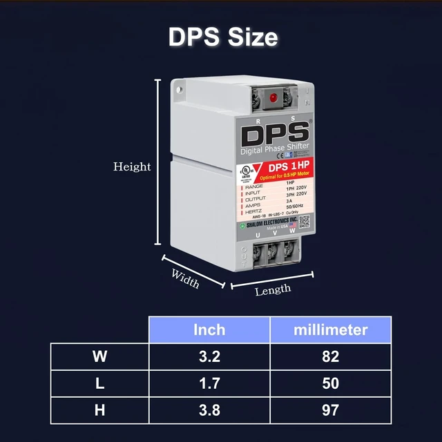 Alt view image 6 of 7 - American Digital Phase Converter 1HP, Single to 3 Phase, 3A 200-240V For 0.5HP(0.4kW) 1.5A Motor, Input/Output 200-240V, UL-Listed, 1 per 1 Motor Only, Easy Set Up, Digital Phase Shifter