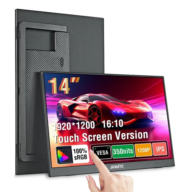 Alt view image 2 of 7 - 14" Portable Touch Monitor for Laptop Computer Gaming Display Metal Enclosure Mobile Display