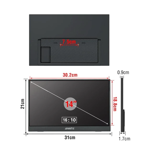 Alt view image 4 of 7 - 14" Portable Touch Monitor for Laptop Computer Gaming Display Metal Enclosure Mobile Display