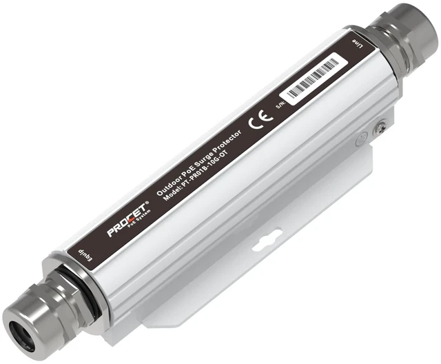 Main image of 20KV Ethernet Surge Protector 10 Gbps Outdoor Industrial Lightning Arrestor for -40°F to 149°F, IP67 rated, 100Wmax PoE++ RJ45, Gas Discharge TubeGDT, PT-PR01B-10G-OT