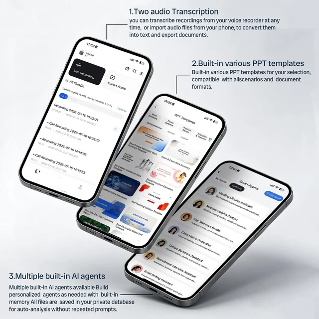 Alt view image 4 of 7 - Note Pro AI Voice Recorder, Auto Transcription, AI Note Taker 52 Hours Long Battery Life, Smart Note Organizer, Professional Recording Device for Lectures, Meetings, Interviews