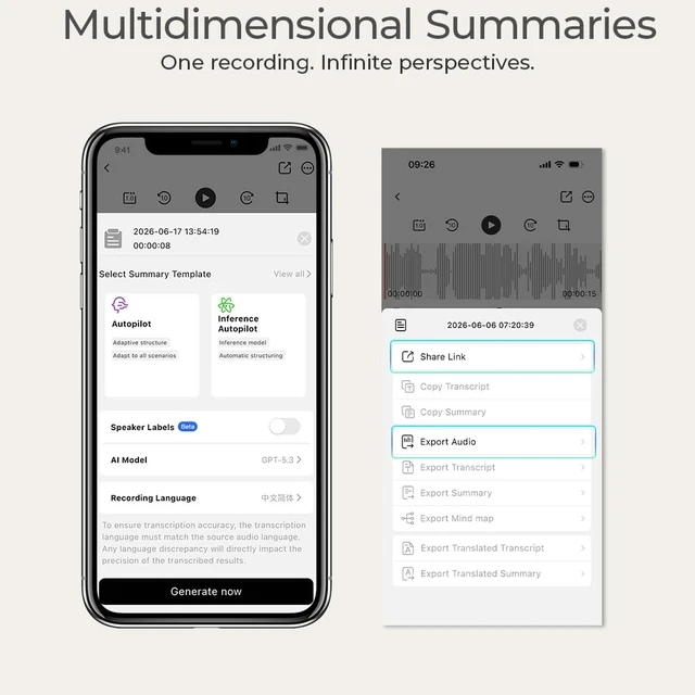 Alt view image 5 of 7 - AI Voice Recorder, AI Note Taker with Transcription & Summary, 64GB