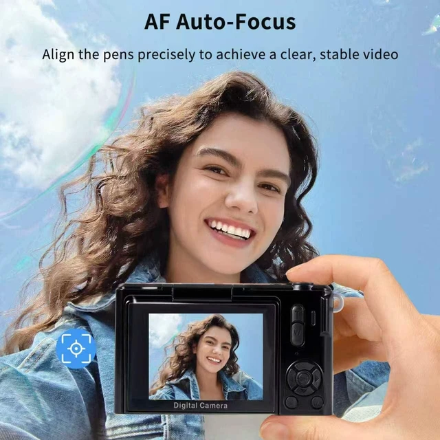 Alt view image 5 of 7 - 4K Digital Camera 64MP Vlogging Camera YouTube 16X Zoom Flip Screen Autofocus Compact Camera with OTG Phone Transfer; for Beginners, Teens; White