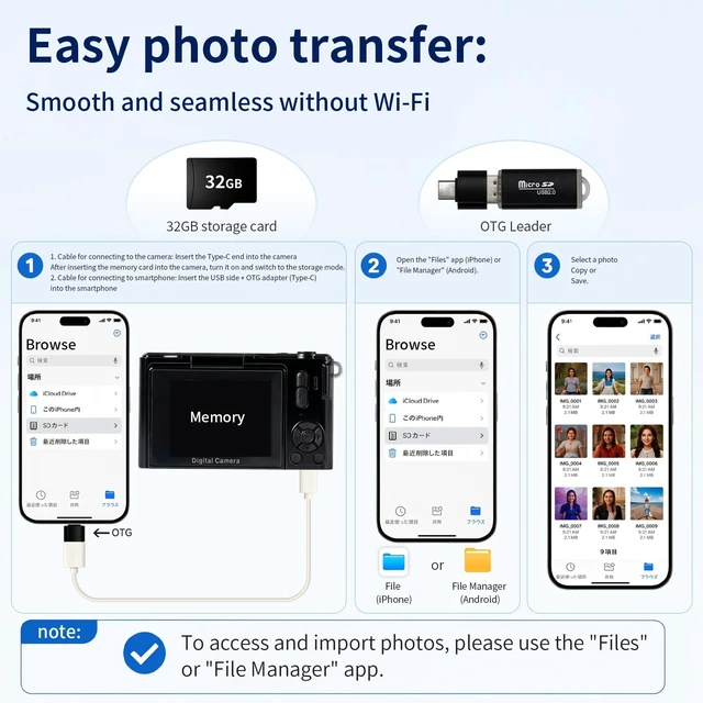 Alt view image 7 of 7 - 4K Digital Camera 64MP Vlogging Camera YouTube 16X Zoom Flip Screen Autofocus Compact Camera with OTG Phone Transfer; for Beginners, Teens; White