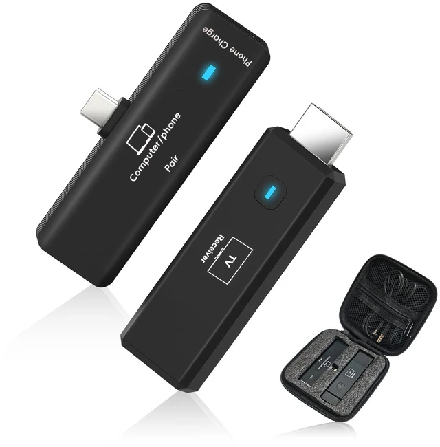 Main image of Wireless USB-C Transmitter to HDMI Receiver, Plug & Play, Black No Wi-Fi Stable 5.8GHz Wireless Connection 4K Decode, 1080P@60Hz Output, Pocket-Size for Business Travel