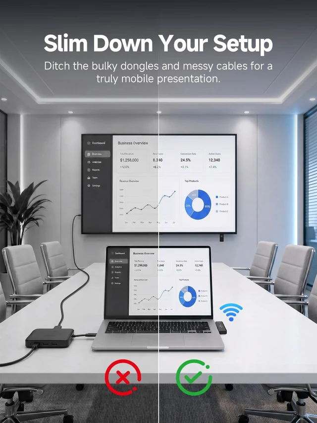 Alt view image 2 of 7 - Wireless USB-C Transmitter to HDMI Receiver, Plug & Play, Black No Wi-Fi Stable 5.8GHz Wireless Connection 4K Decode, 1080P@60Hz Output, Pocket-Size for Business Travel