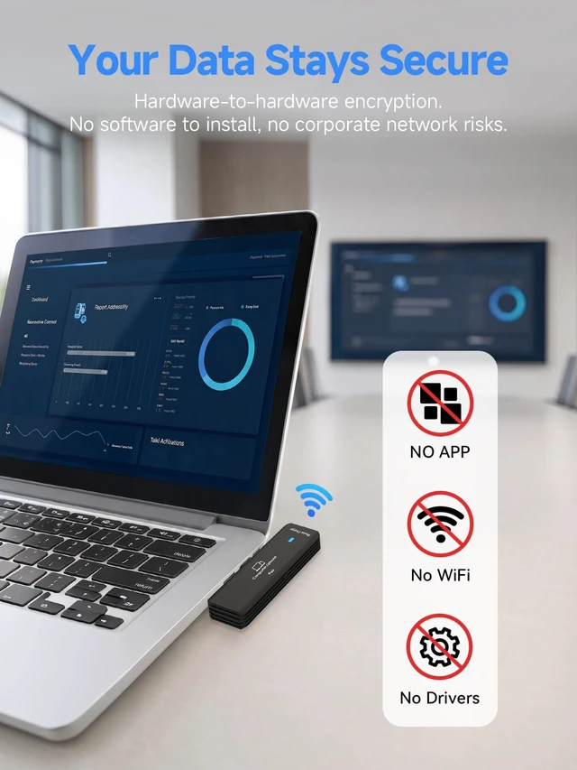 Alt view image 3 of 7 - Wireless USB-C Transmitter to HDMI Receiver, Plug & Play, Black No Wi-Fi Stable 5.8GHz Wireless Connection 4K Decode, 1080P@60Hz Output, Pocket-Size for Business Travel
