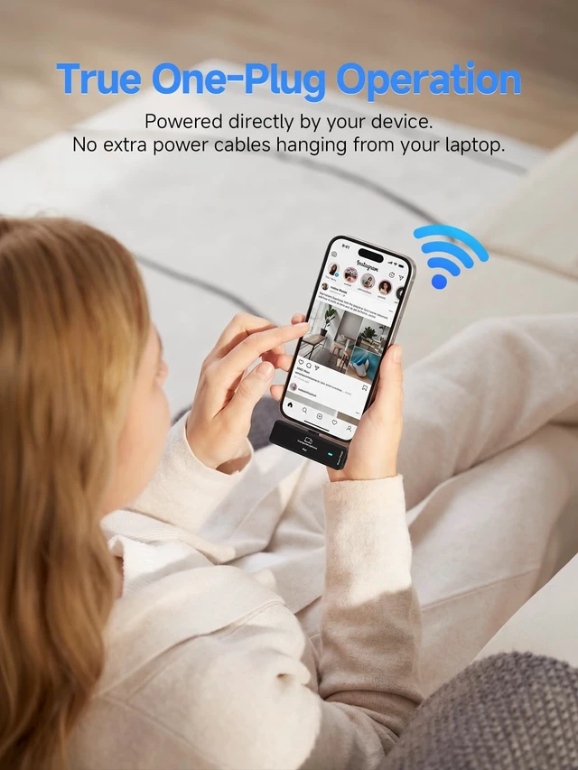 Alt view image 6 of 7 - Wireless USB-C Transmitter to HDMI Receiver, Plug & Play, Black No Wi-Fi Stable 5.8GHz Wireless Connection 4K Decode, 1080P@60Hz Output, Pocket-Size for Business Travel