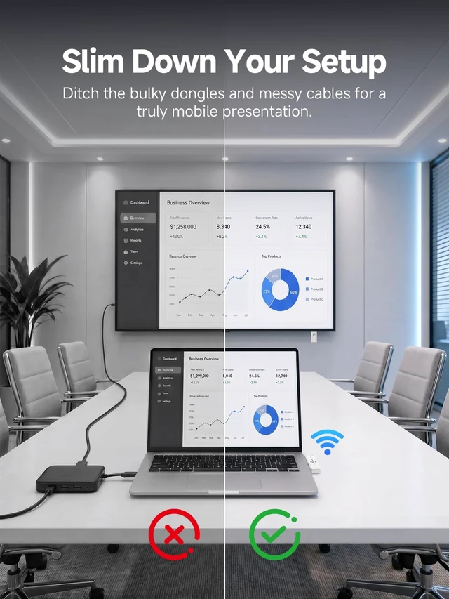 Alt view image 2 of 7 - Wireless USB-C Transmitter to HDMI Receiver, Plug & Play, White No Wi-Fi Stable 5.8GHz Wireless Connection 4K Decode, 1080P@60Hz Output, Pocket-Size for Business Travel