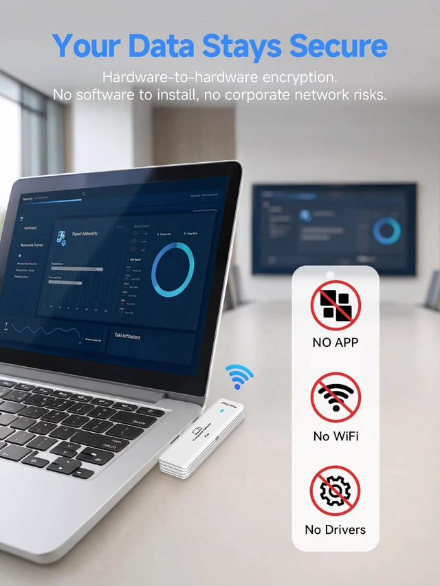 Alt view image 3 of 7 - Wireless USB-C Transmitter to HDMI Receiver, Plug & Play, White No Wi-Fi Stable 5.8GHz Wireless Connection 4K Decode, 1080P@60Hz Output, Pocket-Size for Business Travel