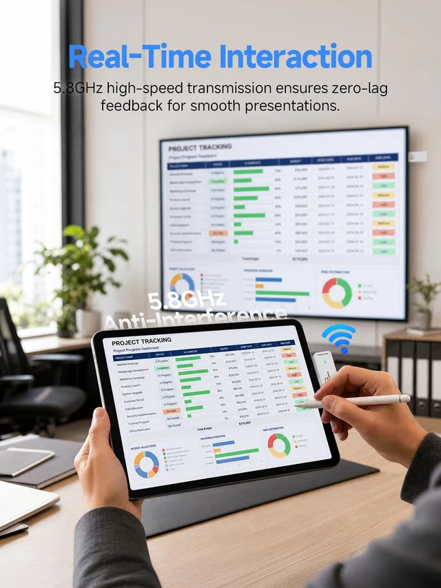Alt view image 4 of 7 - Wireless USB-C Transmitter to HDMI Receiver, Plug & Play, White No Wi-Fi Stable 5.8GHz Wireless Connection 4K Decode, 1080P@60Hz Output, Pocket-Size for Business Travel